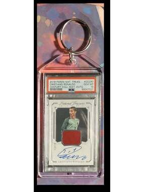 3167 Cristiano Ronaldo 2018 Panini Nat Treas Century Patch Auto Keychain - Gift